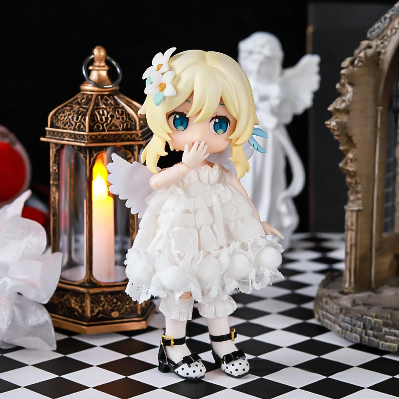 1 Pair of OB11 Doll Baby Shoes Spotted Bow High Heels 1/12 Bjd Doll Shoes Decoration Detachable Doll PVC Material