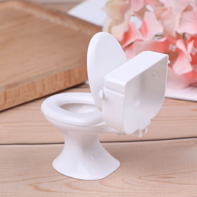 1PC Dollhouse Furniture Vintage Bathroom Modeling White Toilet Doll House Miniature Baby Pretend Toys Dolls Accessories Gift