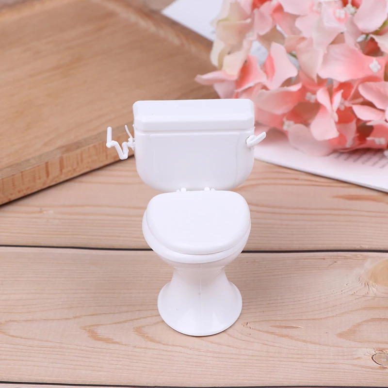 1PC Dollhouse Furniture Vintage Bathroom Modeling White Toilet Doll House Miniature Baby Pretend Toys Dolls Accessories Gift