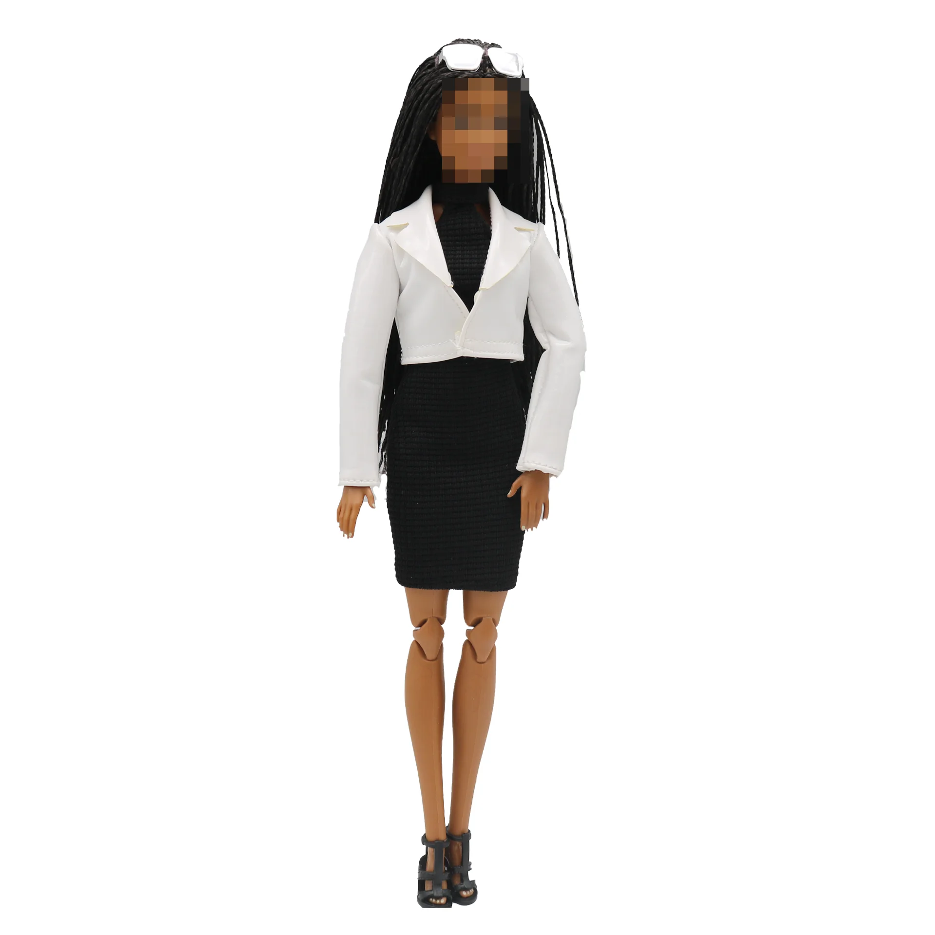 New 30cm 1/6 PU Leather Dress Jacket Set Daily Wear Accessories Clothes for Barbies Doll