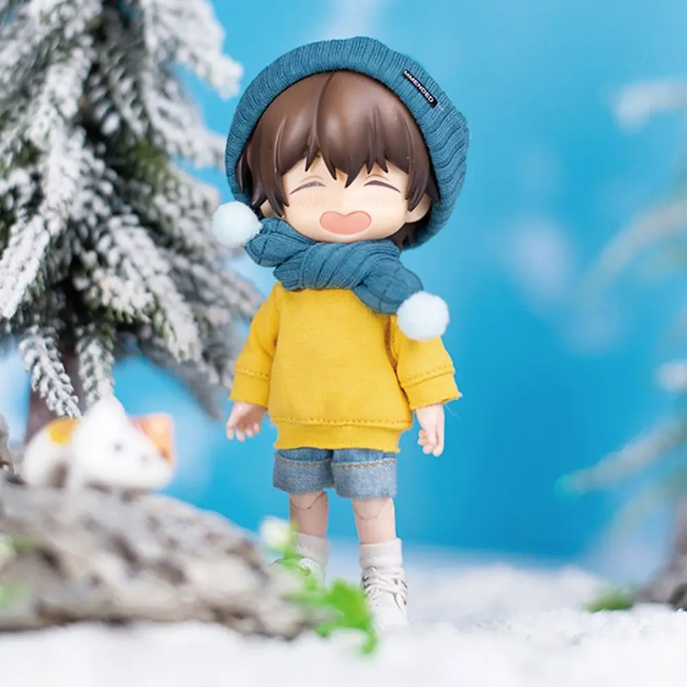 12-16CM Ob11 Doll Cap Fashion Knitted Hat Simple Warm Skullies Beanies Solid Autumn Winter Beanie For Obitsu11 Dolls Accessories