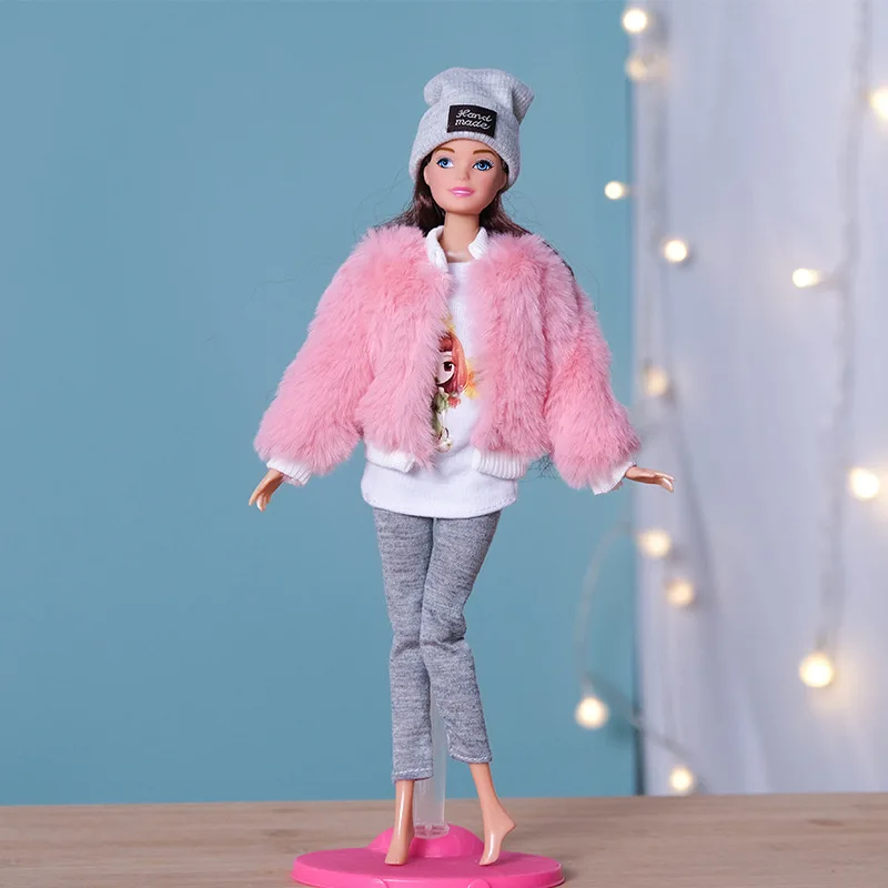 New 30cm Doll's Clothes Suit Dress Up Accessories Plush Coat and Skirt Suit Fit To 11.5 Inch Doll
