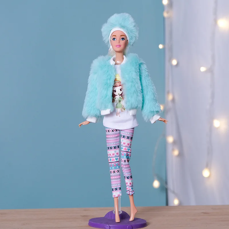 New 30cm Doll's Clothes Suit Dress Up Accessories Plush Coat and Skirt Suit Fit To 11.5 Inch Doll