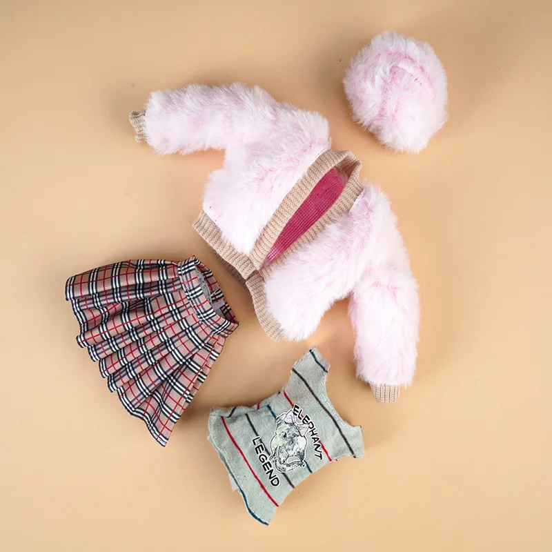 New 30cm Doll's Clothes Suit Dress Up Accessories Plush Coat and Skirt Suit Fit To 11.5 Inch Doll