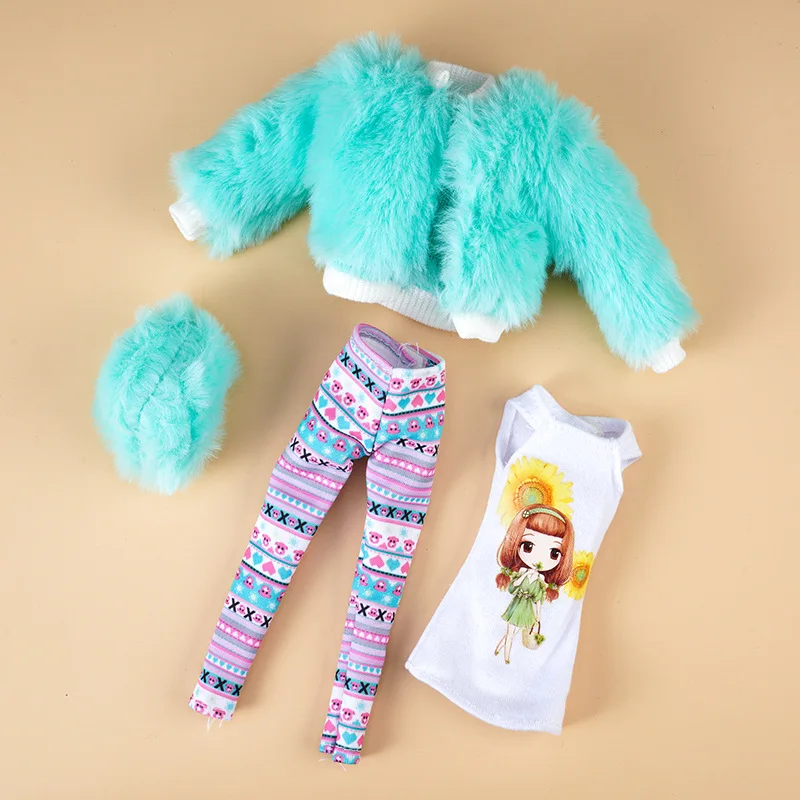 New 30cm Doll's Clothes Suit Dress Up Accessories Plush Coat and Skirt Suit Fit To 11.5 Inch Doll