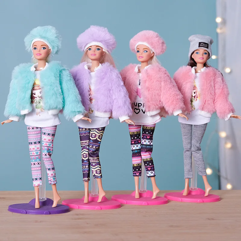 New 30cm Doll's Clothes Suit Dress Up Accessories Plush Coat and Skirt Suit Fit To 11.5 Inch Doll