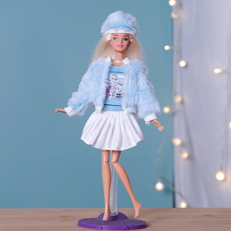 New 30cm Doll's Clothes Suit Dress Up Accessories Plush Coat and Skirt Suit Fit To 11.5 Inch Doll