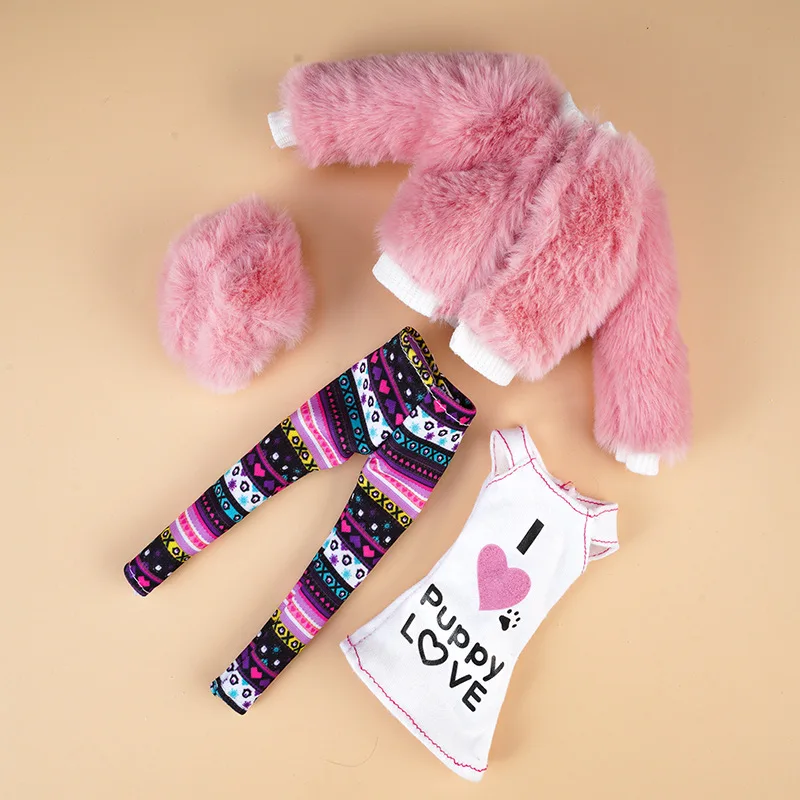 New 30cm Doll's Clothes Suit Dress Up Accessories Plush Coat and Skirt Suit Fit To 11.5 Inch Doll