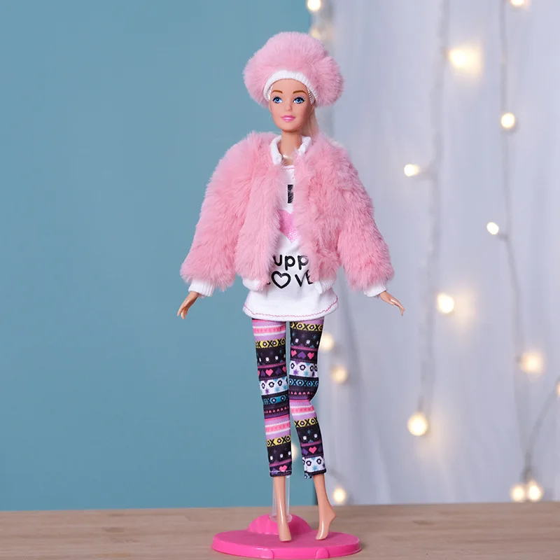New 30cm Doll's Clothes Suit Dress Up Accessories Plush Coat and Skirt Suit Fit To 11.5 Inch Doll