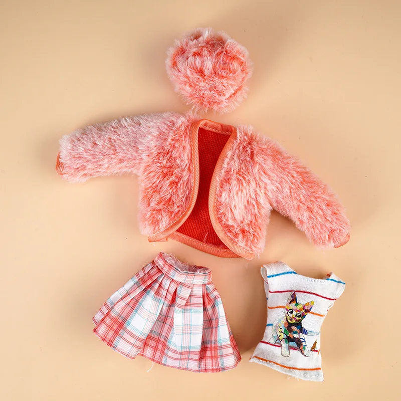 New 30cm Doll's Clothes Suit Dress Up Accessories Plush Coat and Skirt Suit Fit To 11.5 Inch Doll