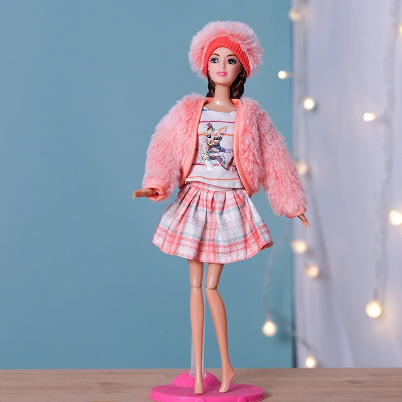New 30cm Doll's Clothes Suit Dress Up Accessories Plush Coat and Skirt Suit Fit To 11.5 Inch Doll
