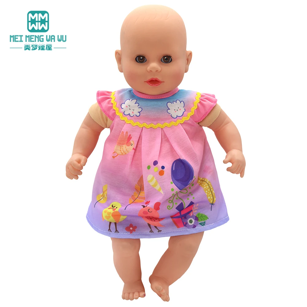 Doll Clothes Fashion T Shirt Pants Cartoon Dress Fits 45cm American Doll Toy Accessories Gift Girls