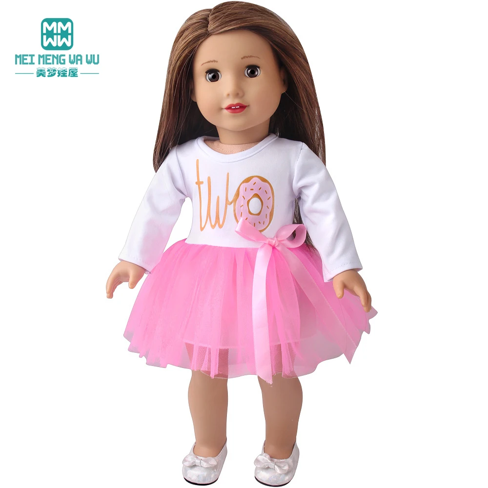 Doll Clothes Fashion T Shirt Pants Cartoon Dress Fits 45cm American Doll Toy Accessories Gift Girls