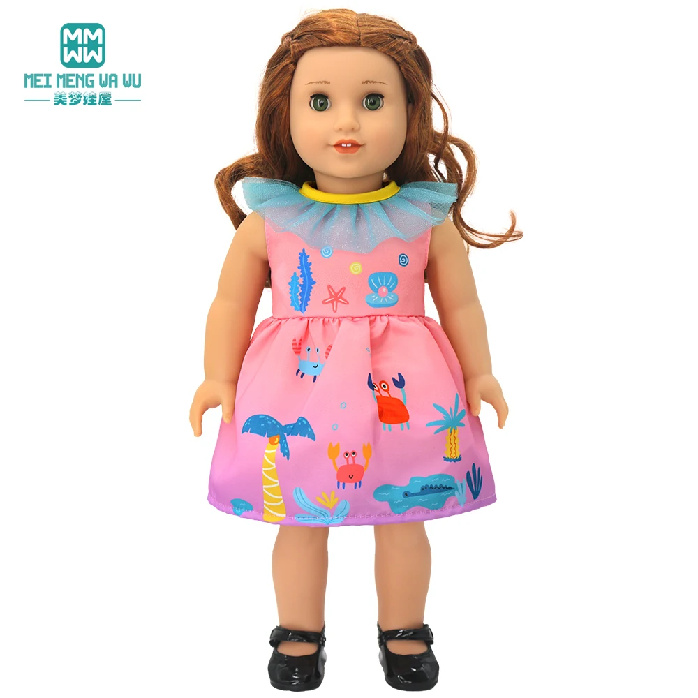 Doll Clothes Fashion T Shirt Pants Cartoon Dress Fits 45cm American Doll Toy Accessories Gift Girls