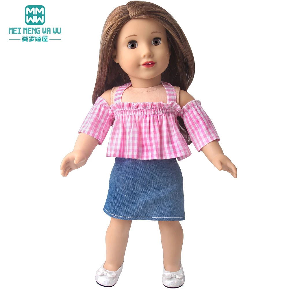 Doll Clothes Fashion T Shirt Pants Cartoon Dress Fits 45cm American Doll Toy Accessories Gift Girls