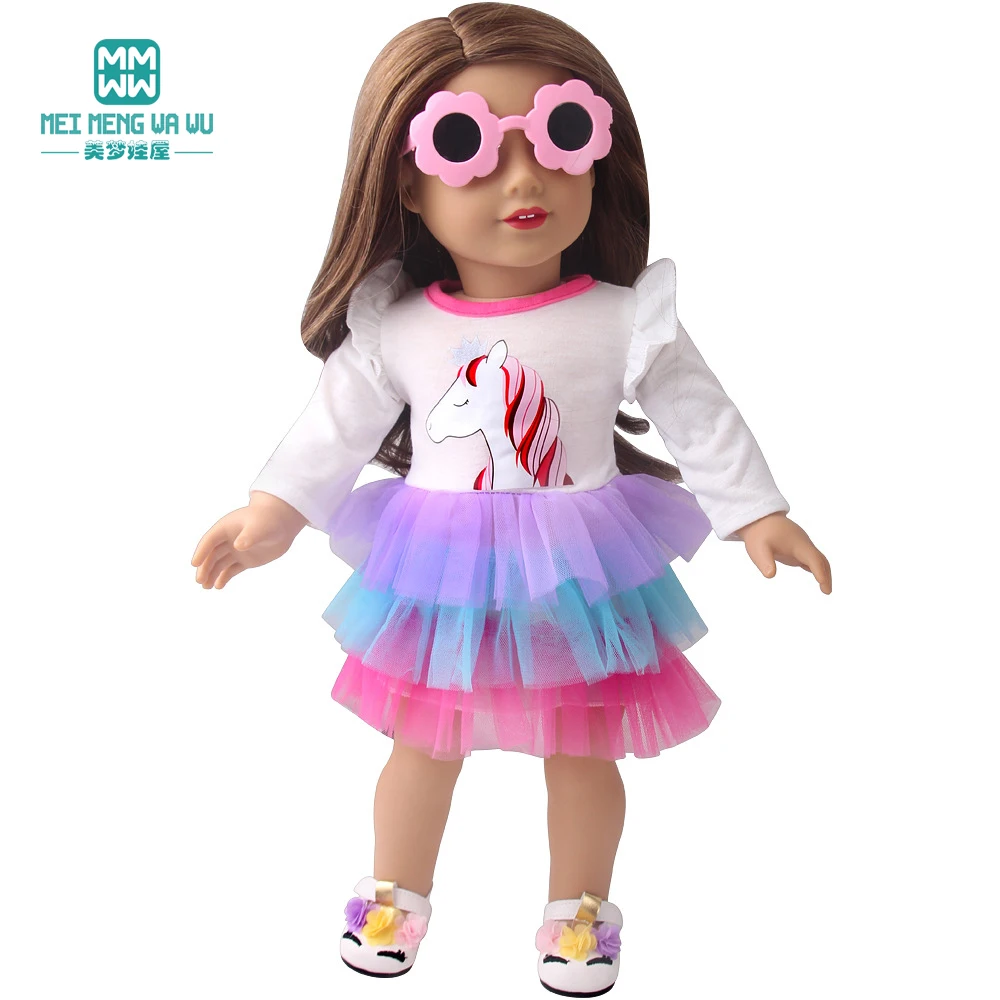 Doll Clothes Fashion T Shirt Pants Cartoon Dress Fits 45cm American Doll Toy Accessories Gift Girls