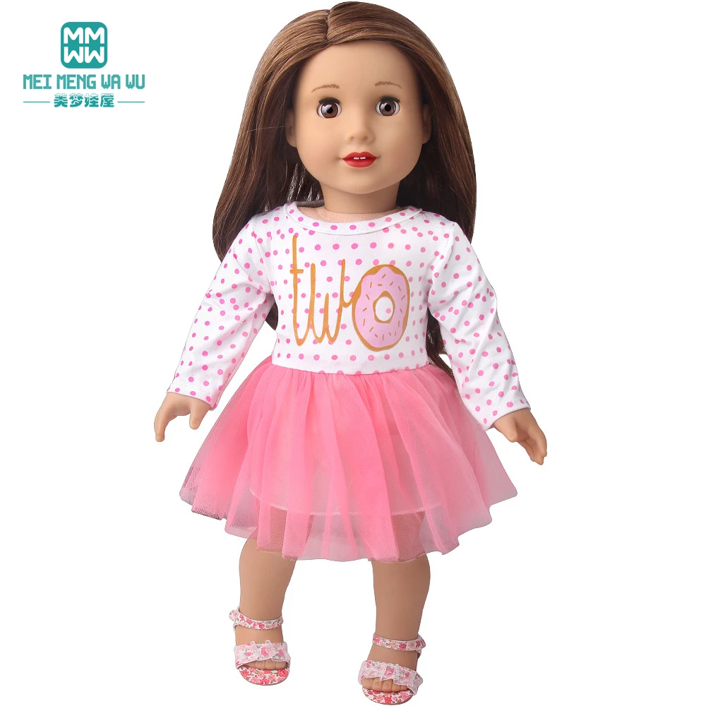 Doll Clothes Fashion T Shirt Pants Cartoon Dress Fits 45cm American Doll Toy Accessories Gift Girls