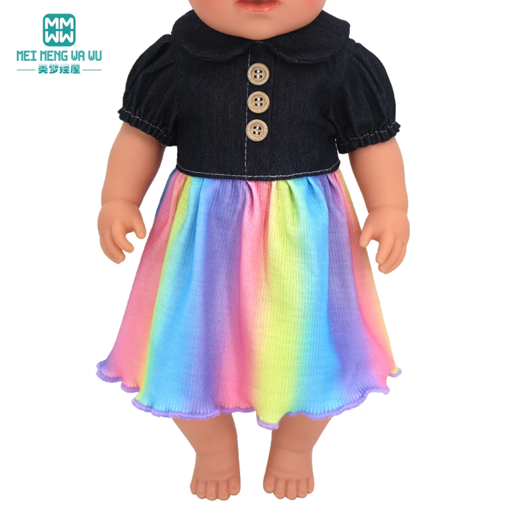 Doll Clothes Fashion T Shirt Pants Cartoon Dress Fits 45cm American Doll Toy Accessories Gift Girls