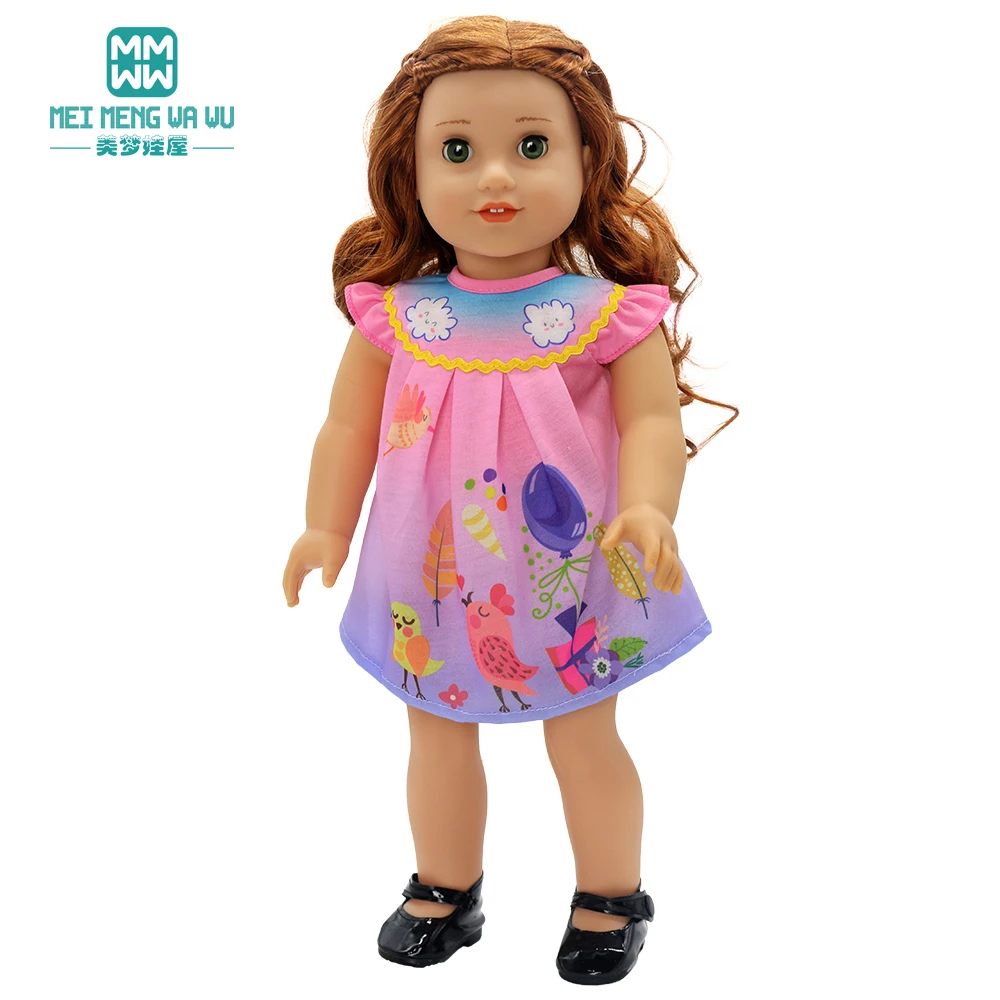Doll Clothes Fashion T Shirt Pants Cartoon Dress Fits 45cm American Doll Toy Accessories Gift Girls