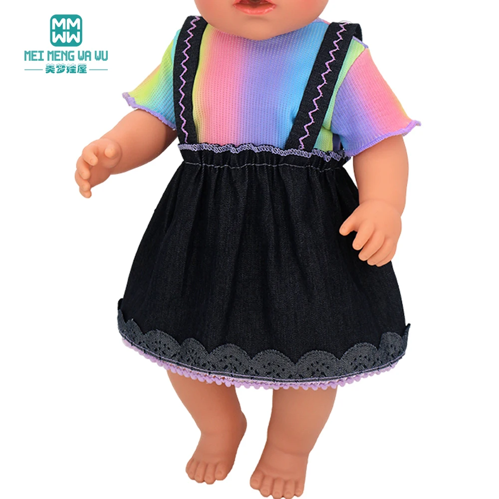 Doll Clothes Fashion T Shirt Pants Cartoon Dress Fits 45cm American Doll Toy Accessories Gift Girls
