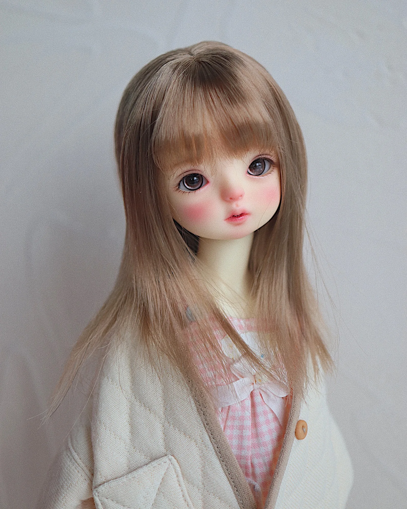In Stock BJD/SD Wig 1/6 1/4 Girls Light Golden Brown Milk Silk Soft Silk Long Straight Hair Wig Doll Accessories (No Doll)