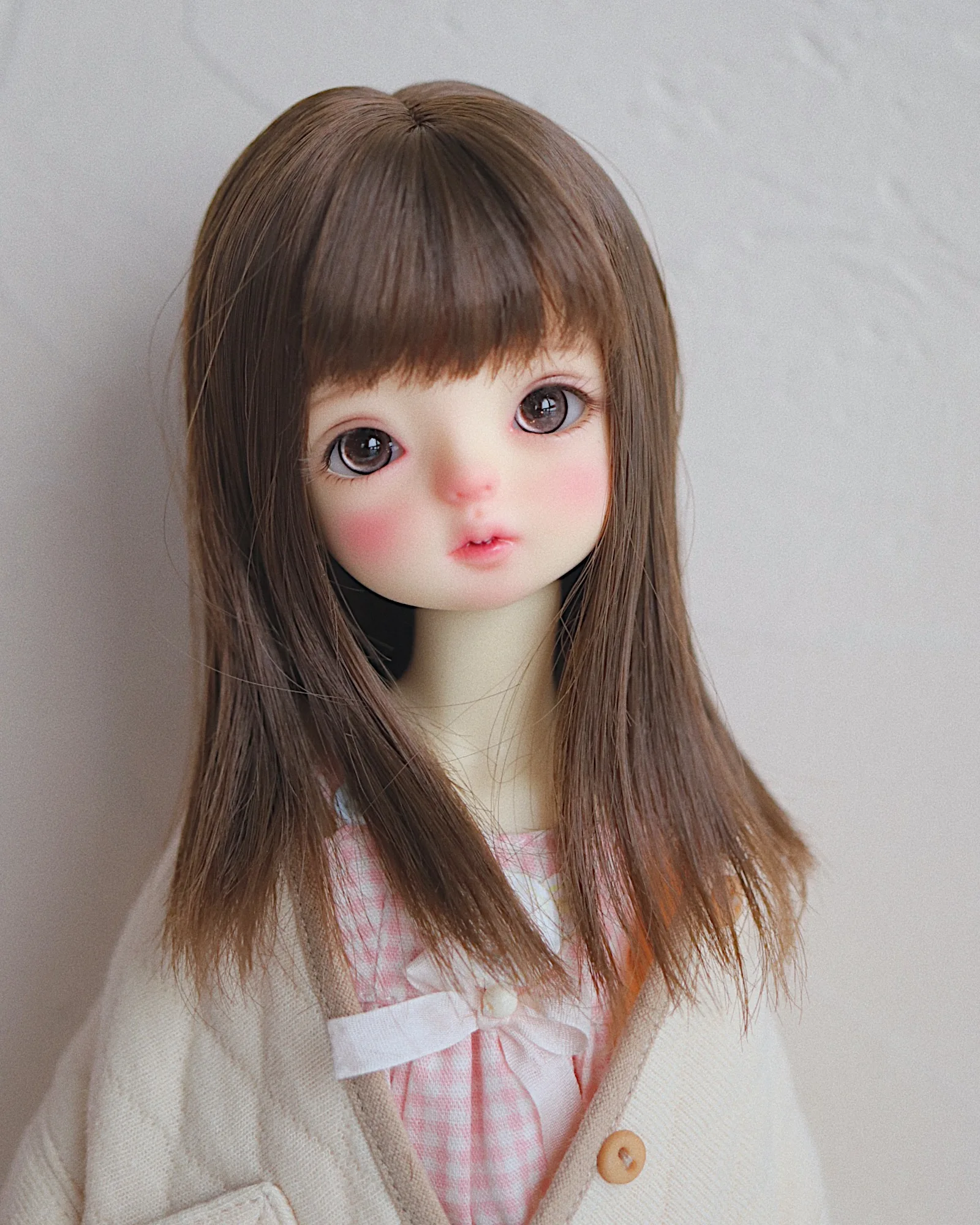 In Stock BJD/SD Wig 1/6 1/4 Girls Light Golden Brown Milk Silk Soft Silk Long Straight Hair Wig Doll Accessories (No Doll)