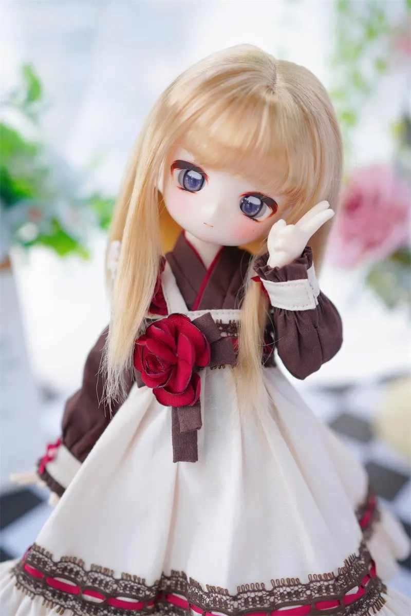 In Stock BJD/SD Wig 1/6 1/4 Girls Light Golden Brown Milk Silk Soft Silk Long Straight Hair Wig Doll Accessories (No Doll)