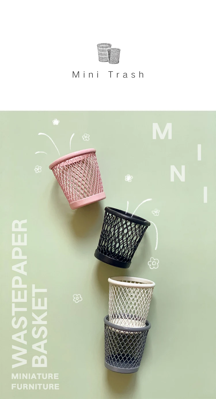 Aizulhomey Metal Dollhouse Miniature Furniture Wastepaper Basket Dollhouse Decoration Dollhouse Accessories OB24 Blythe OB11 1:6