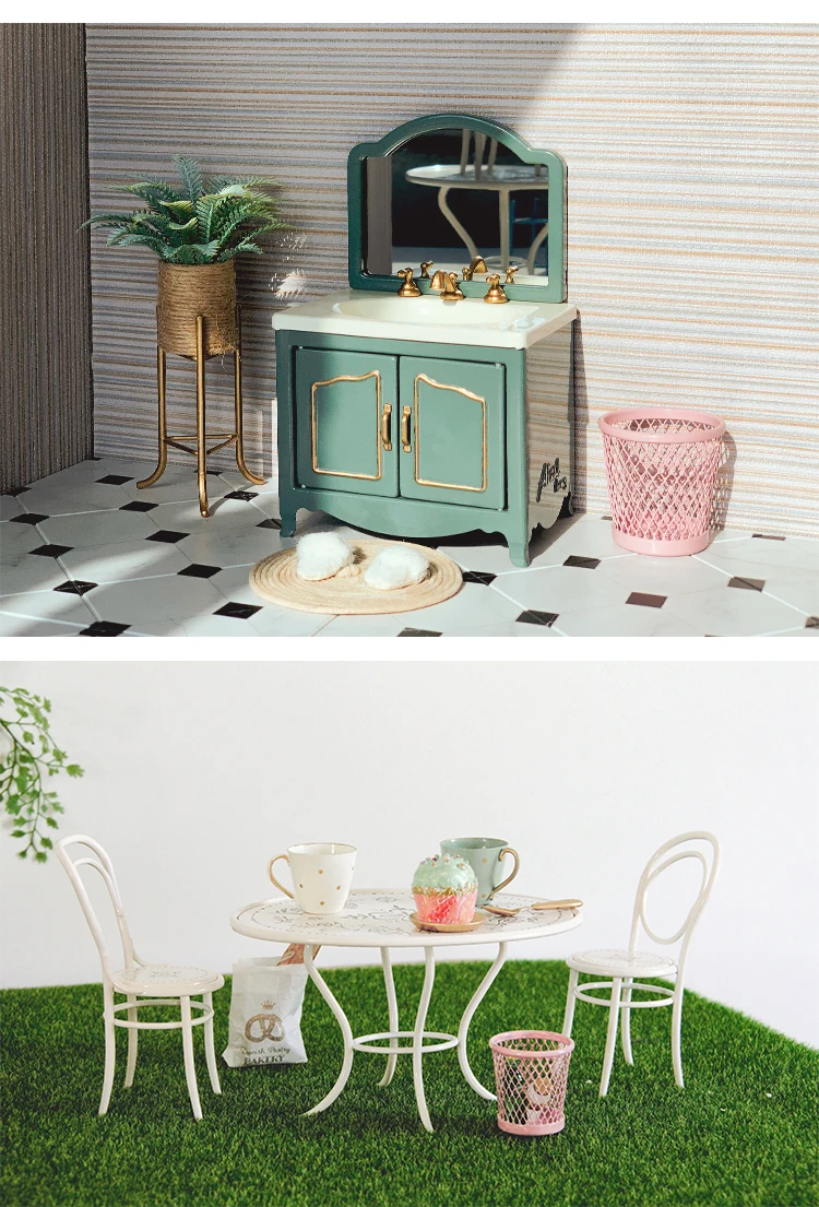 Aizulhomey Metal Dollhouse Miniature Furniture Wastepaper Basket Dollhouse Decoration Dollhouse Accessories OB24 Blythe OB11 1:6