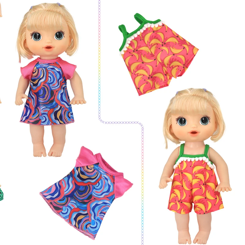 Doll Summer Green Sequins Dress 12 Inch Baby Doll Clothes Children Birthday Gift