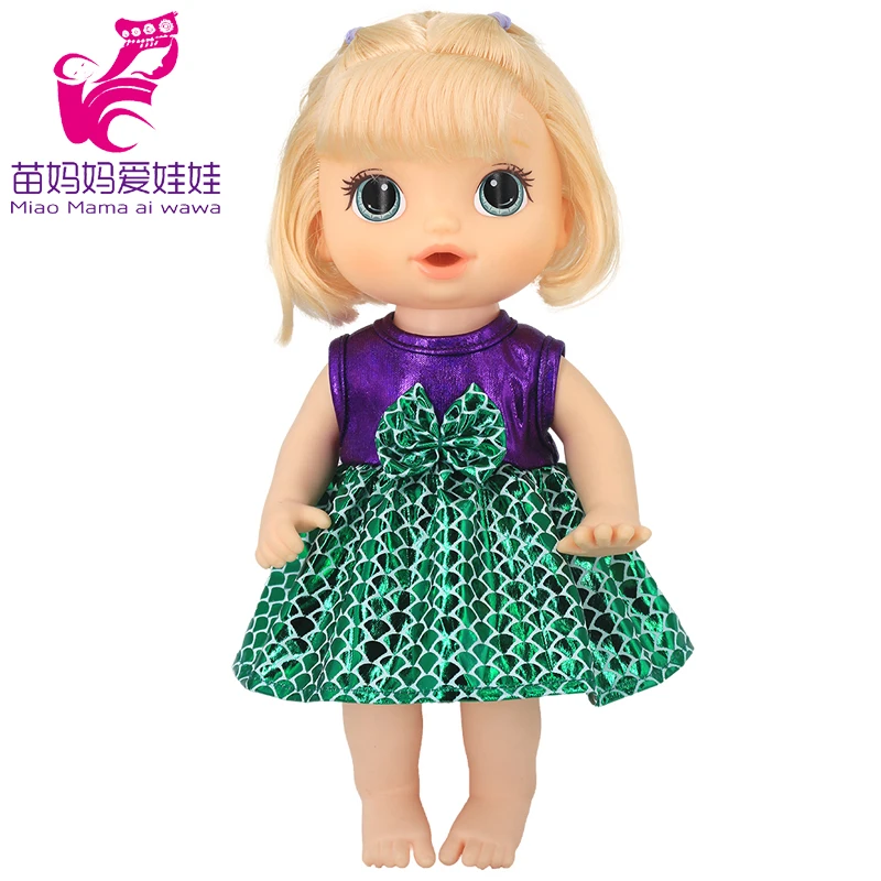 Doll Summer Green Sequins Dress 12 Inch Baby Doll Clothes Children Birthday Gift