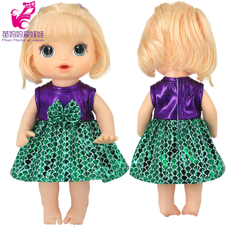Doll Summer Green Sequins Dress 12 Inch Baby Doll Clothes Children Birthday Gift