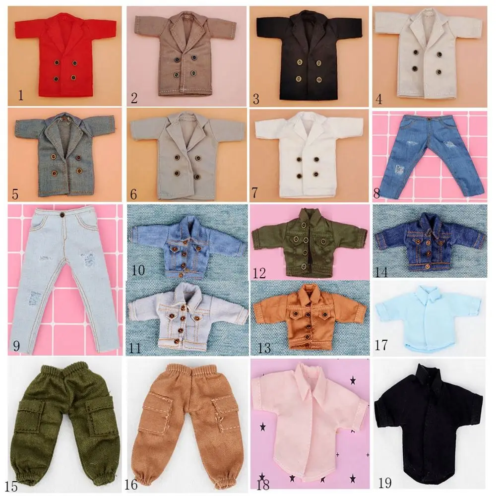 1/12 Doll Fashion Ripped Pants Doll Jeans 12~16cm Doll Coat Cool Jeans Jackets Doll Pants Shorts Clothes Accessories Kids Gift