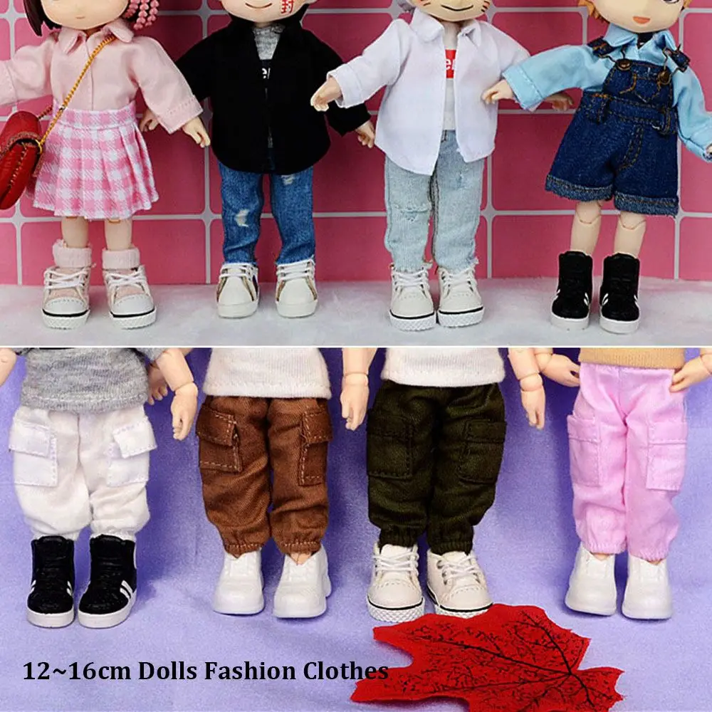 1/12 Doll Fashion Ripped Pants Doll Jeans 12~16cm Doll Coat Cool Jeans Jackets Doll Pants Shorts Clothes Accessories Kids Gift