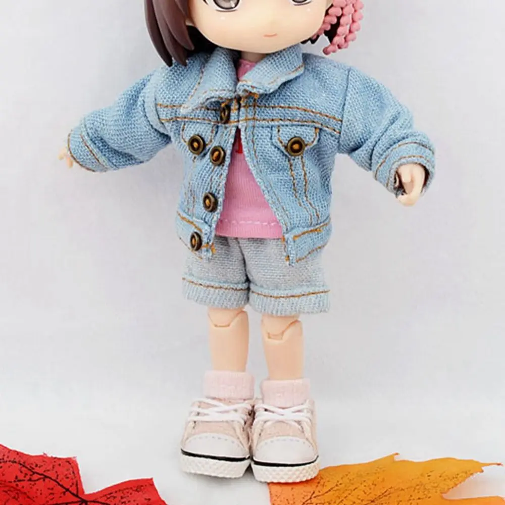 1/12 Doll Fashion Ripped Pants Doll Jeans 12~16cm Doll Coat Cool Jeans Jackets Doll Pants Shorts Clothes Accessories Kids Gift