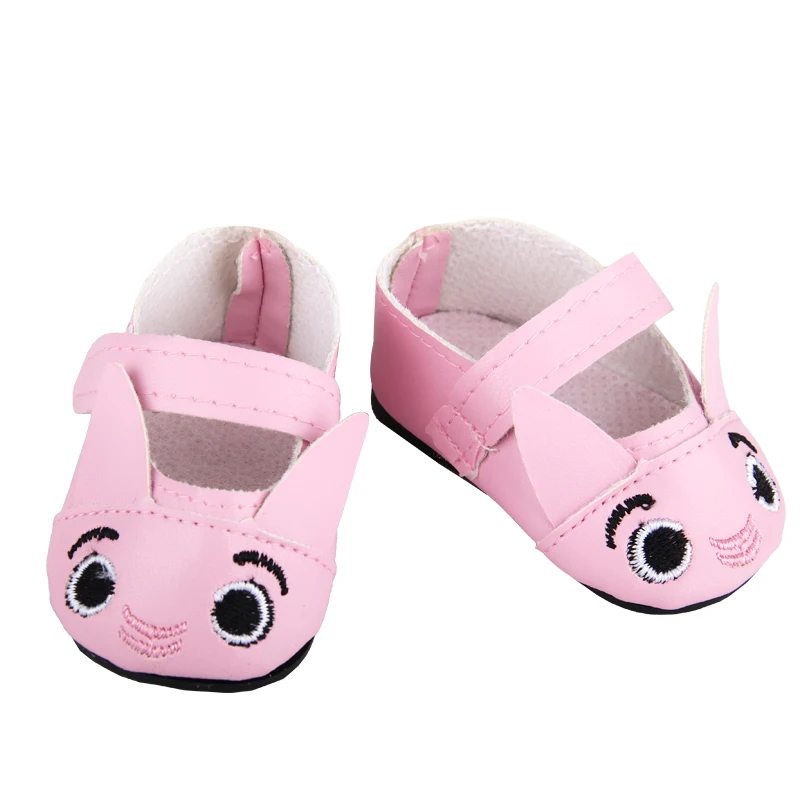 Cute Jacquard American 18 Inch Girl Doll 7cm Shoes Boots Embroidery Rabbit Cartoon Doll Shoes For 43cm Baby New Born,DIY,OG Doll
