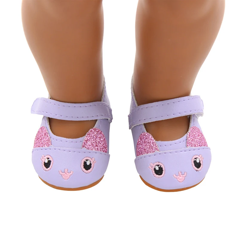 Cute Jacquard American 18 Inch Girl Doll 7cm Shoes Boots Embroidery Rabbit Cartoon Doll Shoes For 43cm Baby New Born,DIY,OG Doll