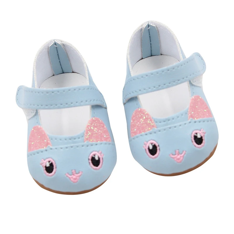 Cute Jacquard American 18 Inch Girl Doll 7cm Shoes Boots Embroidery Rabbit Cartoon Doll Shoes For 43cm Baby New Born,DIY,OG Doll