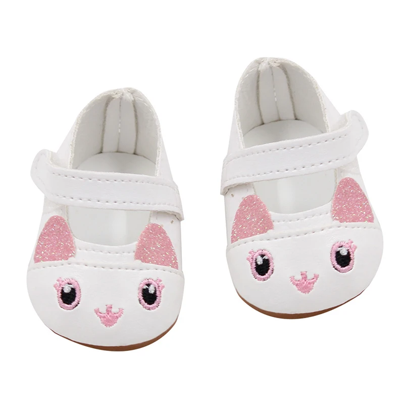 Cute Jacquard American 18 Inch Girl Doll 7cm Shoes Boots Embroidery Rabbit Cartoon Doll Shoes For 43cm Baby New Born,DIY,OG Doll