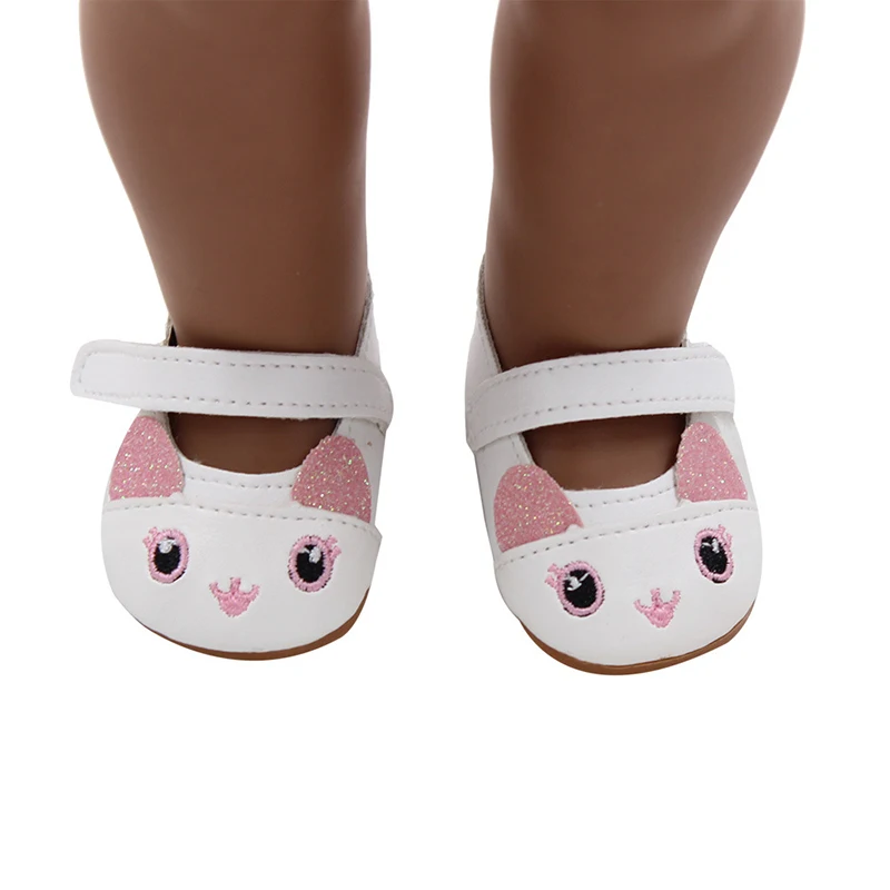 Cute Jacquard American 18 Inch Girl Doll 7cm Shoes Boots Embroidery Rabbit Cartoon Doll Shoes For 43cm Baby New Born,DIY,OG Doll
