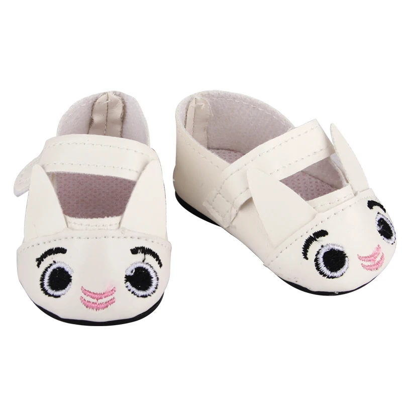 Cute Jacquard American 18 Inch Girl Doll 7cm Shoes Boots Embroidery Rabbit Cartoon Doll Shoes For 43cm Baby New Born,DIY,OG Doll