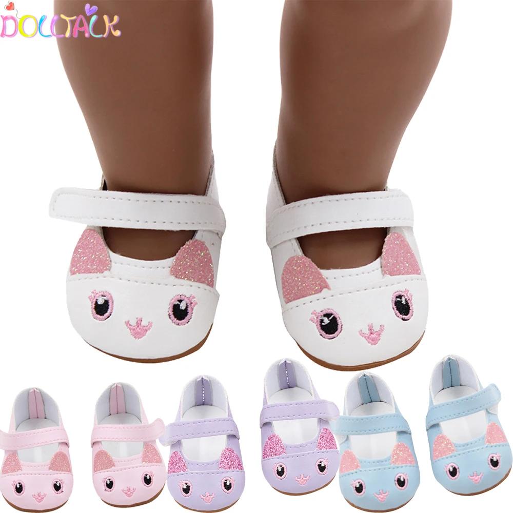 Cute Jacquard American 18 Inch Girl Doll 7cm Shoes Boots Embroidery Rabbit Cartoon Doll Shoes For 43cm Baby New Born,DIY,OG Doll