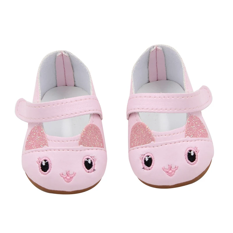 Cute Jacquard American 18 Inch Girl Doll 7cm Shoes Boots Embroidery Rabbit Cartoon Doll Shoes For 43cm Baby New Born,DIY,OG Doll