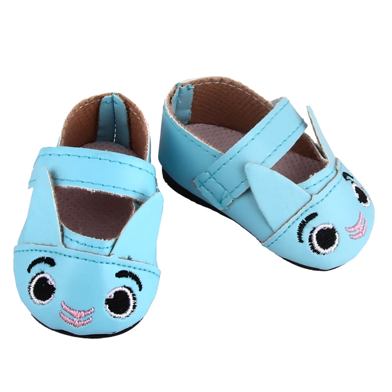 Cute Jacquard American 18 Inch Girl Doll 7cm Shoes Boots Embroidery Rabbit Cartoon Doll Shoes For 43cm Baby New Born,DIY,OG Doll