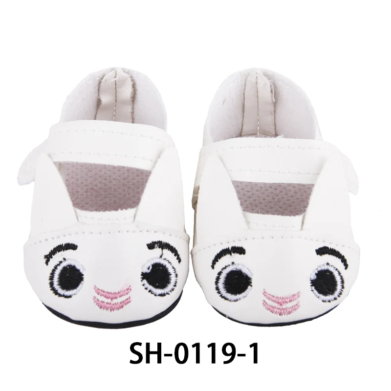Cute Jacquard American 18 Inch Girl Doll 7cm Shoes Boots Embroidery Rabbit Cartoon Doll Shoes For 43cm Baby New Born,DIY,OG Doll