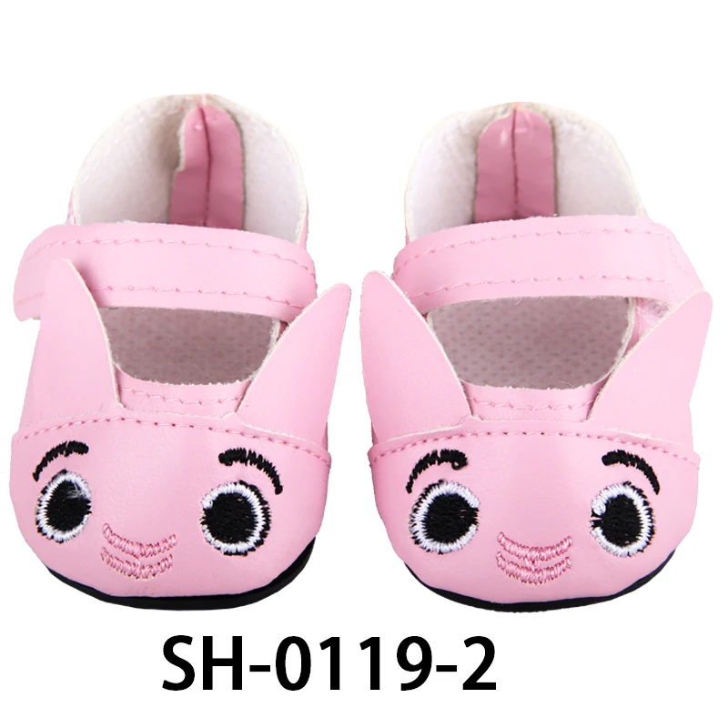 Cute Jacquard American 18 Inch Girl Doll 7cm Shoes Boots Embroidery Rabbit Cartoon Doll Shoes For 43cm Baby New Born,DIY,OG Doll