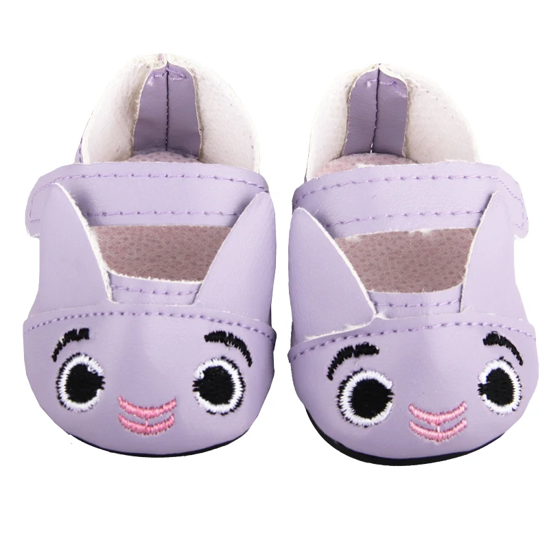 Cute Jacquard American 18 Inch Girl Doll 7cm Shoes Boots Embroidery Rabbit Cartoon Doll Shoes For 43cm Baby New Born,DIY,OG Doll