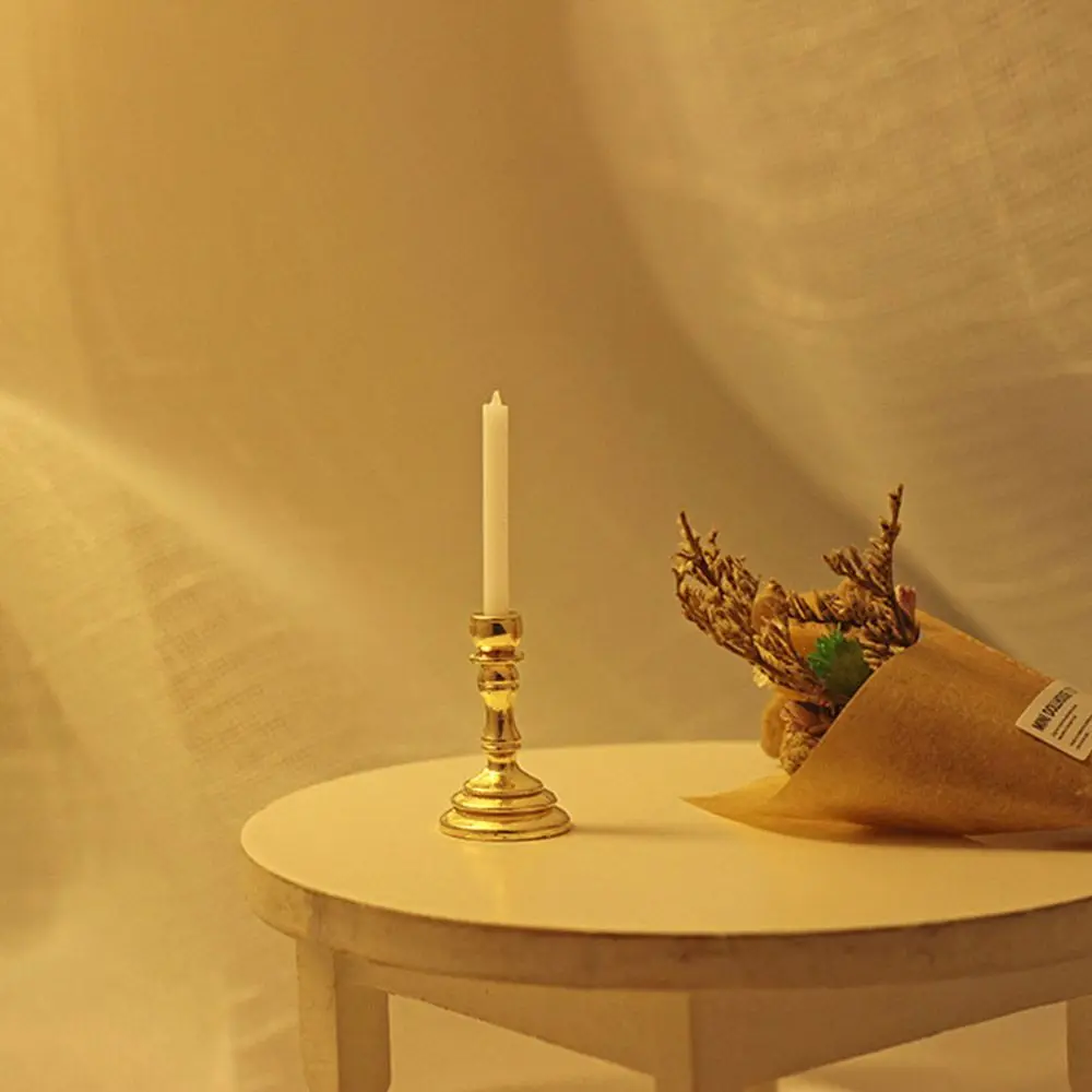 1:12 Scale Dollhouse Candle Holder Miniature Candlestick Doll Accessory Mini Desktop Ornament Playing House Scene Model Kids Toy