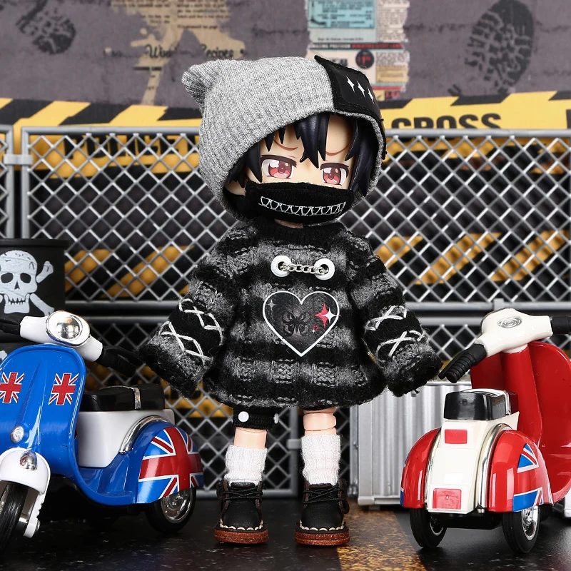 Ob11 Doll Gothic Clothes Uniform Suit Dress Shirt Hat Vest Shorts Set Nendoroids Clothes For Gsc, Obitsu11, Molly, P9, 1/12bjd