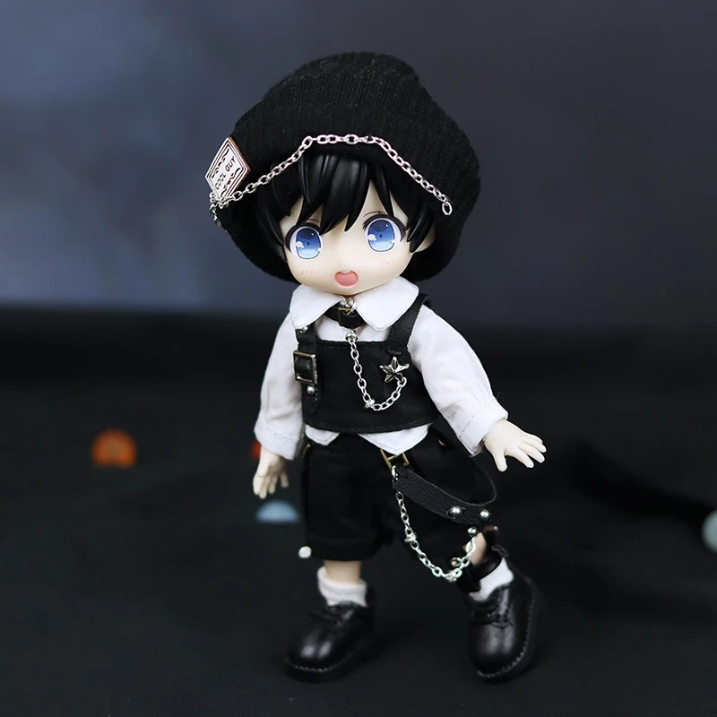 Ob11 Doll Gothic Clothes Uniform Suit Dress Shirt Hat Vest Shorts Set Nendoroids Clothes For Gsc, Obitsu11, Molly, P9, 1/12bjd